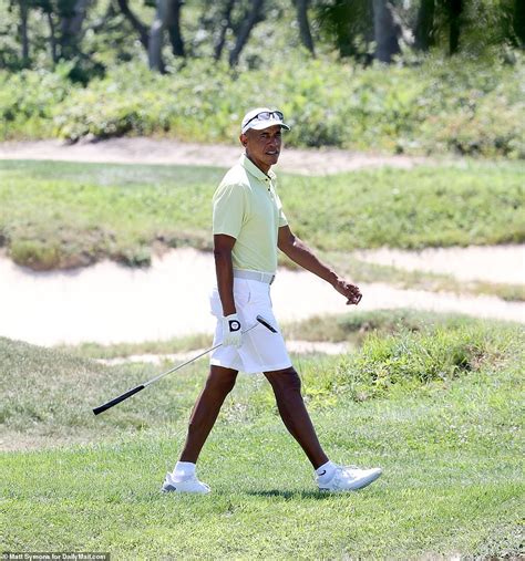 Exclusive Barack Obama Pictured Playing Golf While Wife Michelle Hits The Tennis Courts On