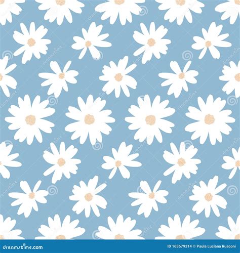 Minimalist Daisy Flower Vector Seamless Pattern Stock Vector