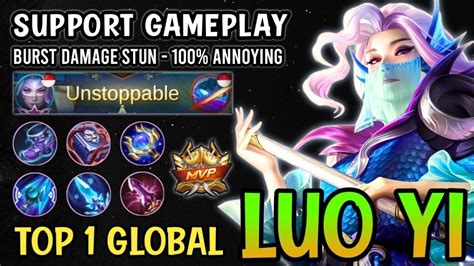 luo yi gameplay support build top 1 global luo yi best build 2021 mobile legends youtube