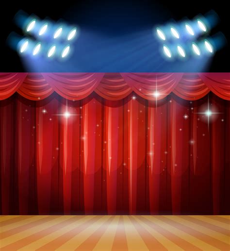 Background Scene With Light And Red Curtains On Stage 474611 Vector Art
