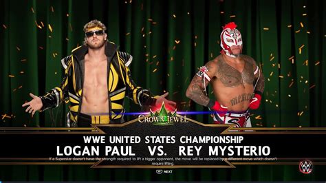 Logan Paul Vs Rey Mysterio For United States Championship Crown Jewel Wwe K Youtube