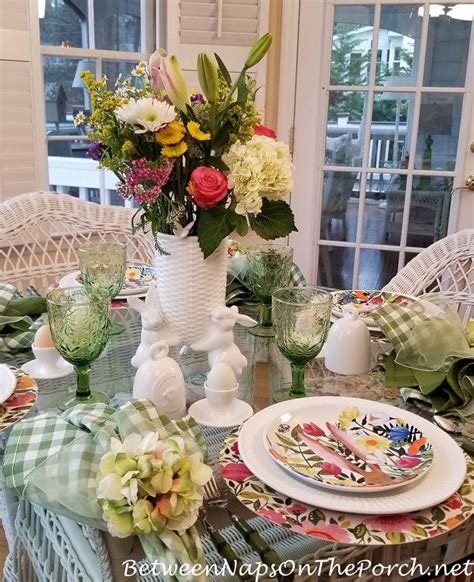 Spode Emmas Garden Spring Table Setting With Williams Sonoma Bunny Vase