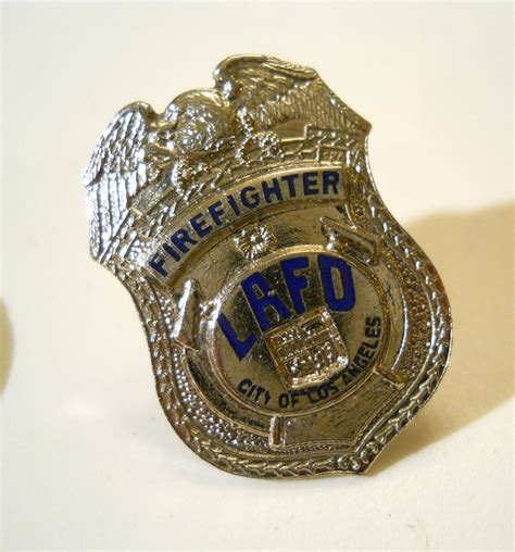 Lafd Firefighter Badge Mini Lapel Pin Hal Mfg Los Angeles Etsy