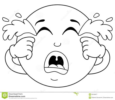 Coloring Sad Crying Smiley Emoticon Stock Vector Illustration Of