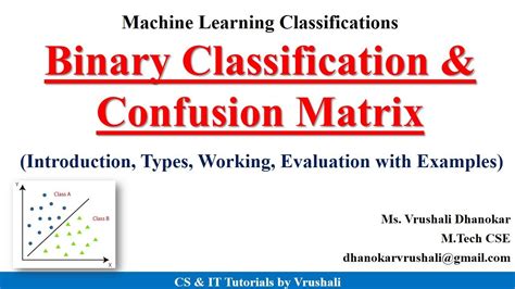 ML 8 Binary Classification With Examples Confusion Matrix ML Full