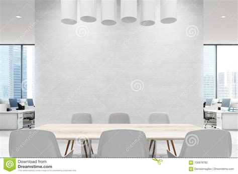 Close Up Of A Conference Room Table White Stock Illustration