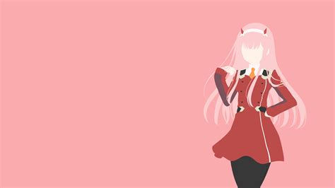 Darling In The Franxx Pink Hair Zero Two With Red Background 4k Hd