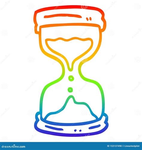 A Creative Rainbow Gradient Line Drawing Cartoon Hourglass Stock Vector