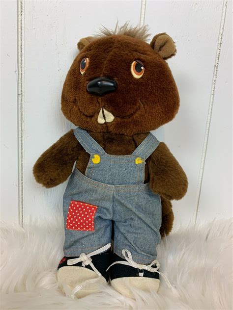 Bingo Beaver Plush Toy Vintage Stuffed Animal Get Along Gang Bib