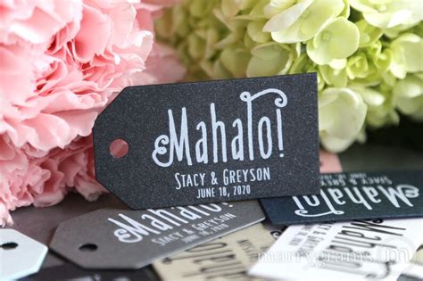 Wedding Favor Tags Mahalo Custom Personalized Names Date Etsy