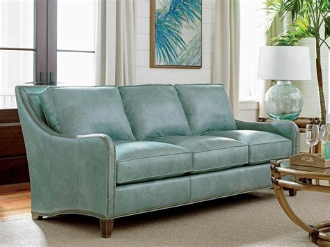Twin Palms Koko Leather Sofa In Teal Tommy Bahama Home Home Gallery