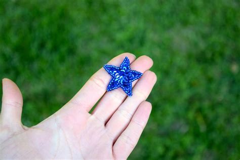 3 Mini Royal Blue Star Patches With Sequins And Beading Etsy