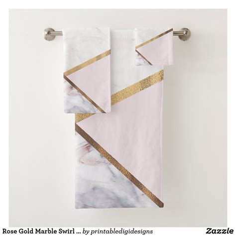 Bathroomdecor Towelset Blushpink Marble Gold Trendy Zazzle