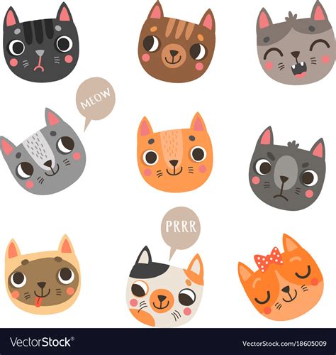 9 Cute Cats Royalty Free Vector Image Vectorstock