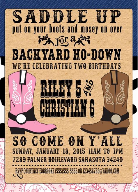 Fresh Western Party Invitations Template Cowboy Party Invitations