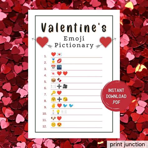 Valentines Day Emoji Pictionary Game Fun Valentines Etsy Canada