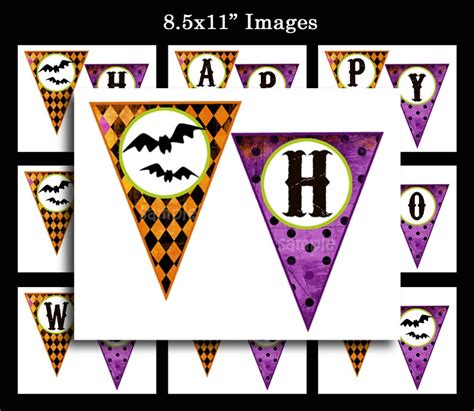 Happy Halloween Printable Bunting Banner Whimsical Chic Etsy