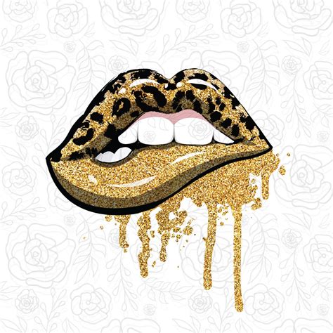 Leopard Gold Lips Sublimation Dripping Gold Lips Png Leopard Etsy