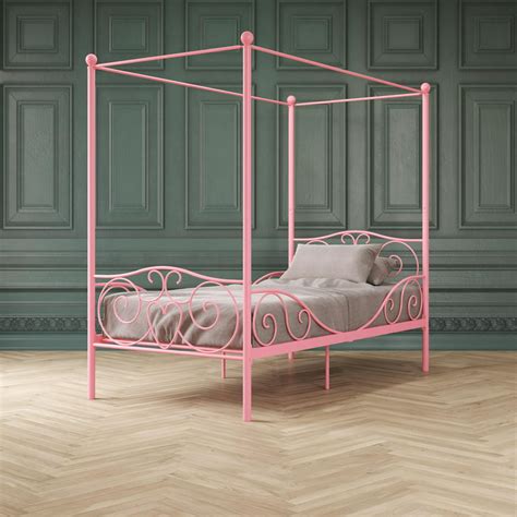 Dhp Canopy Metal Bed Twin Size Frame Pink
