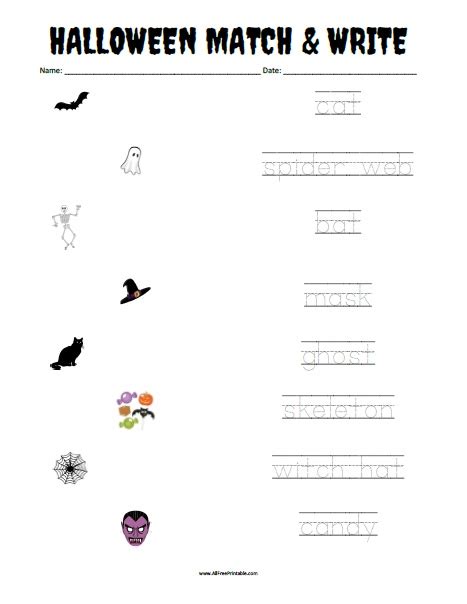 Halloween Matching Worksheet Free Printable