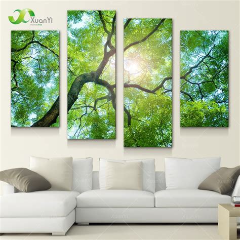 Modern 4panel Nature Tree Oil Painting Canvas Wall Art Unframed