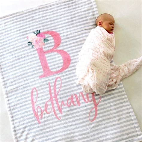 Personalized Baby Girl Blanket Monogram Baby Girl Blanket Etsy