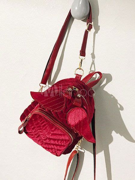 Classic Lolita Backpack Velour Angel Wing Red Lolita Bag Vintage Logo