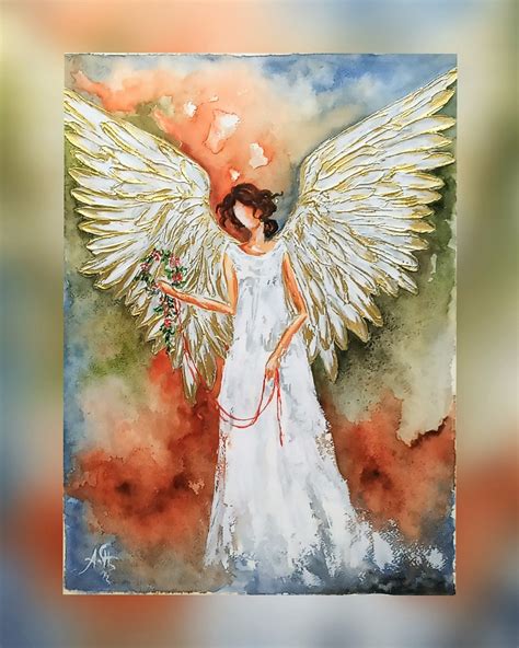 Original Angel Painting Abstract Angel Painting Guardian Angel Art