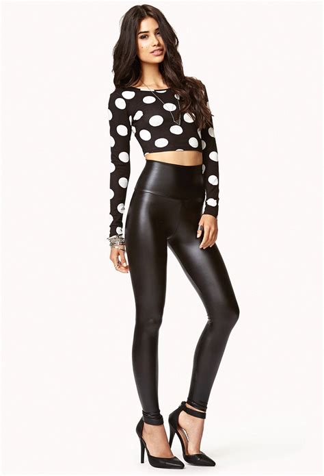 Lyst Forever 21 Faux Leather High Waist Leggings In Black