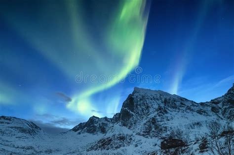 Aurora Borealis En Las Islas De Lofoten Noruega Aurora Boreal Verde