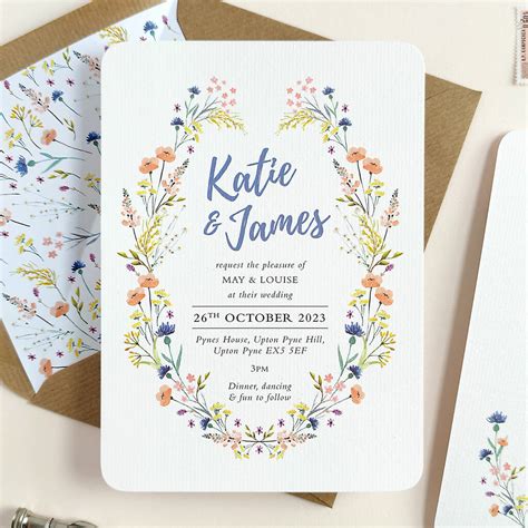 Personalised Wildflower Wedding Invitations By Ditsy Chic