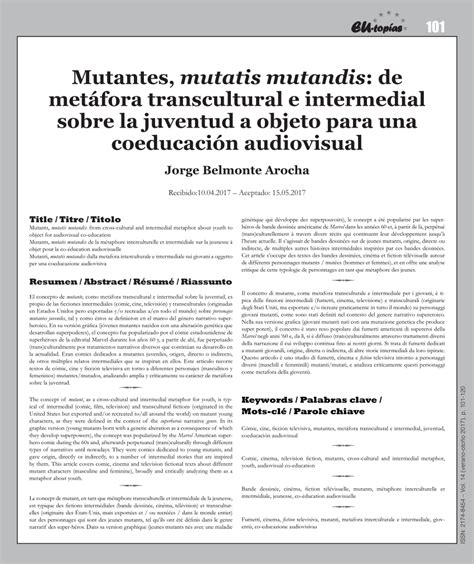 Pdf Mutantes Mutatis Mutandis De Met Fora Transcultural E