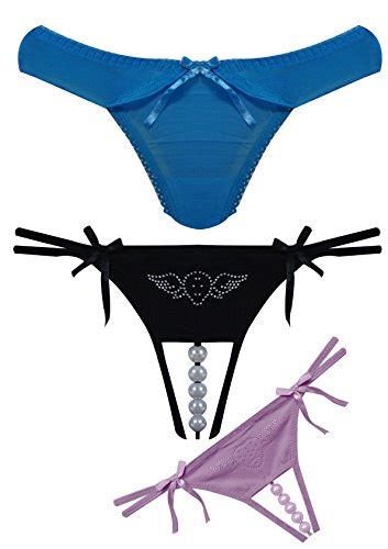 Buy Lace And Me Pack Of Three Sexy Lacy Crotchless Beaded Thongs
