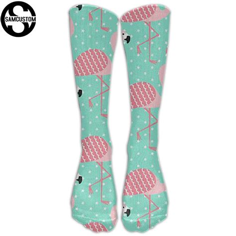 Samcustom Red Flamingo 3d Printing Fashion Knee Socks Women Cotton High Over The Knee Stockings