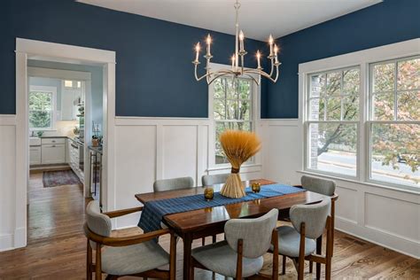 Blue Dining Room Antique White Walls Traditional Orange