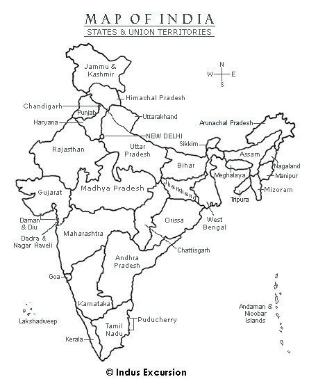 India Outline Map With Union Territories
