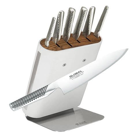 Global Classic Shiro White Knife Block Set With 6 Knives Knife