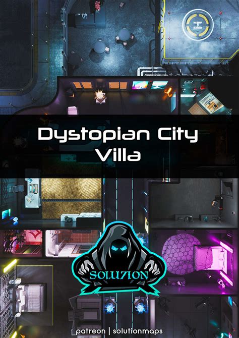 Dystopian City Villa 1080p Cyberpunk Animated Battle Map S0lu7i0n