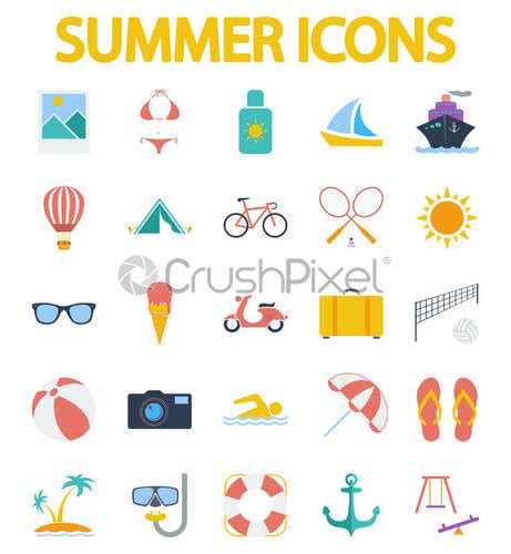Summer Icons Stock Vector Crushpixel