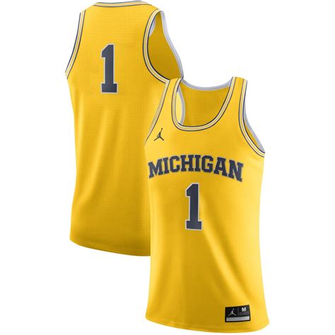 Jordan Brand 1 Michigan Wolverines Maize Authentic Elite Basketball Jersey
