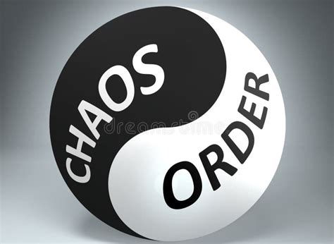 Chaos And Order In Balance Pictured As Words Chaos Order And Yin