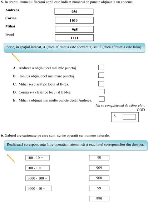 Proparinti Evaluare Clasa A Iv A Matematica Model De Test Rezolvat My