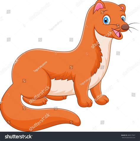 Cartoon Vector Illustration Cute Weasel Animal Stock Vector Royalty