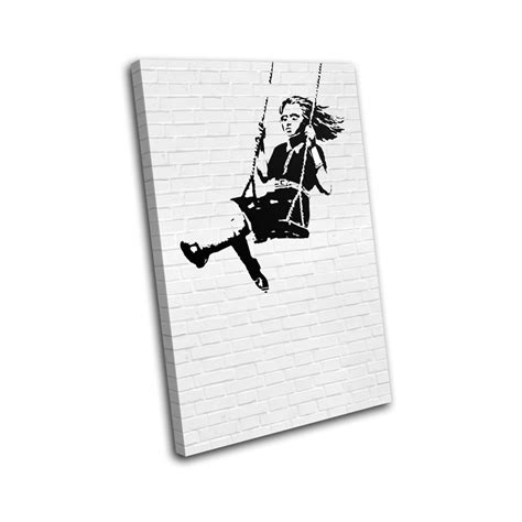 Girl Swing Graffiti Banksy Hi Res Single Canvas Art Print Box Etsy