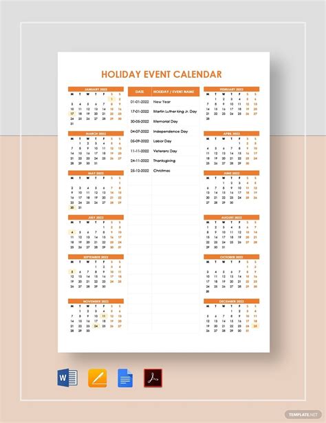 A Calendar For The Holiday Event Is Shown In This Free Printable
