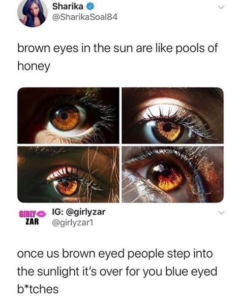 Brown Eyes In The Sun Are Like Pools Of Honey Once Us Brown Eyed People Step Into The Sunlight
