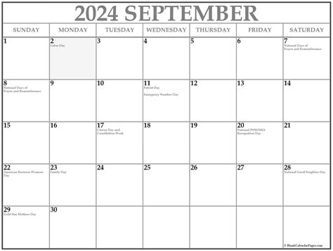 United States September Calendar Pdf Print Nydia Arabella