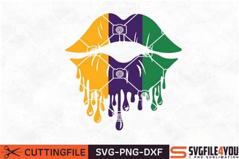 Mardi Gras Dripping Lips Svg File Png Sublimation Clipart