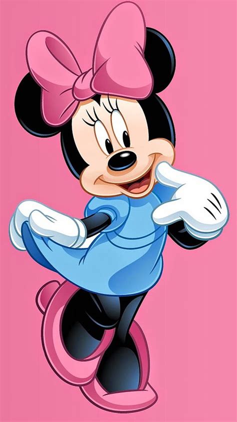 Minnie Mouse With Background Of Pink And White Circles Minnie Mouse Hd