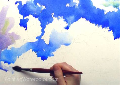 Blue Sky Sketching Watercolor Painting Lesson 2 Watercolor Clouds Diy